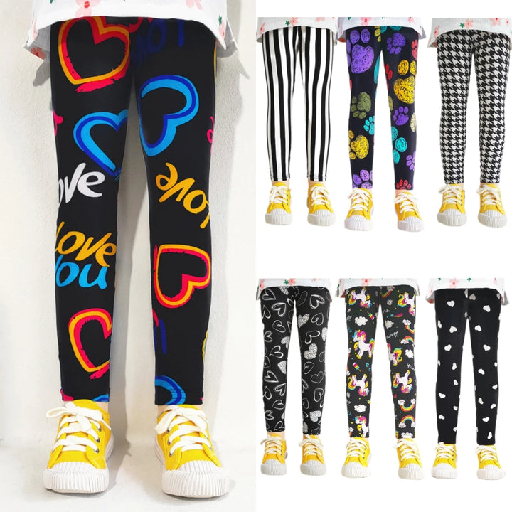 Print Kids Baby Girl Leggings Spring Summer Children Stretch Slim Pants for 2-11 Years