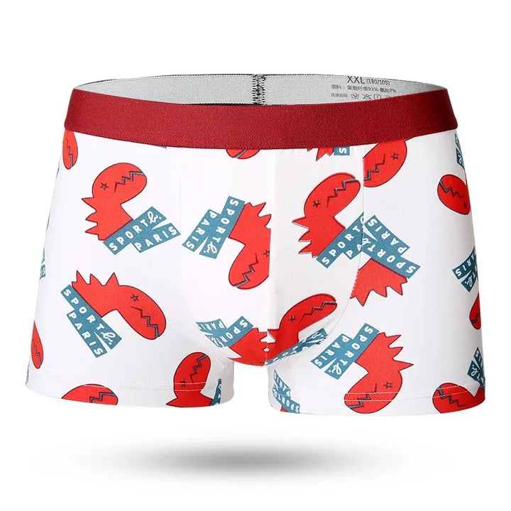 5Pcs/ Men's Boxer Cute Men's Briefs Fashion Cartoon Funny Printed Youth Student Boxer Shorts Breathable Sexy Underwear for Men