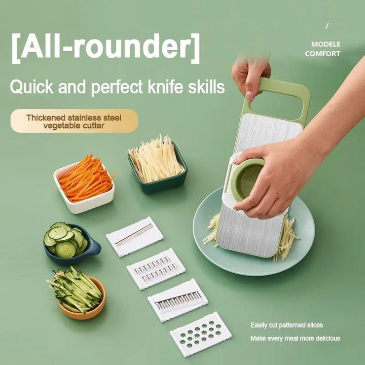 Kitchen 5 in 1 Stainless Steel Multifunctional Safe Manual Vegetable Slicer Cutter Potato Shredders Garlic Carrot Grater Chopper