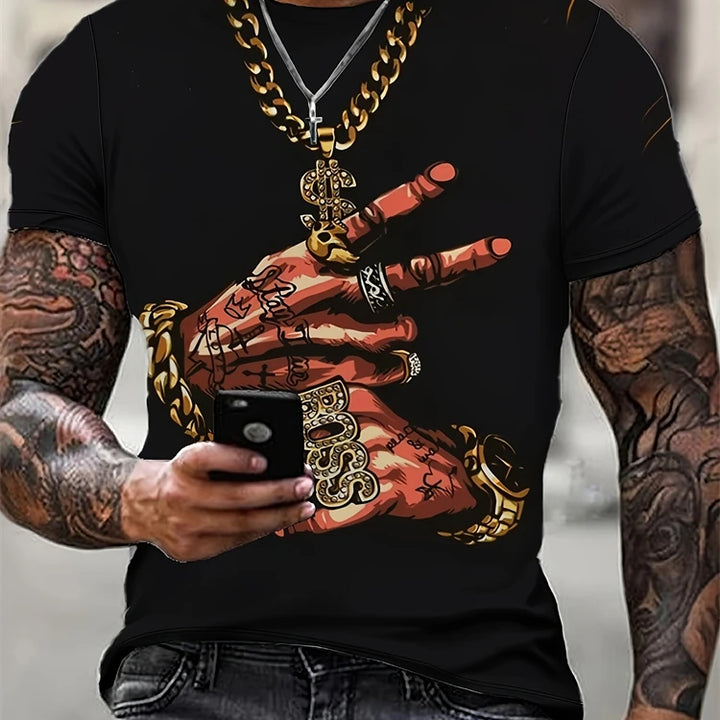 Hip-hop Style Cartoon Bear Print Men's T-shirt Summer Casual Everyday Top Urban Street Fashion Men's Oversized Short Sleeve Tees