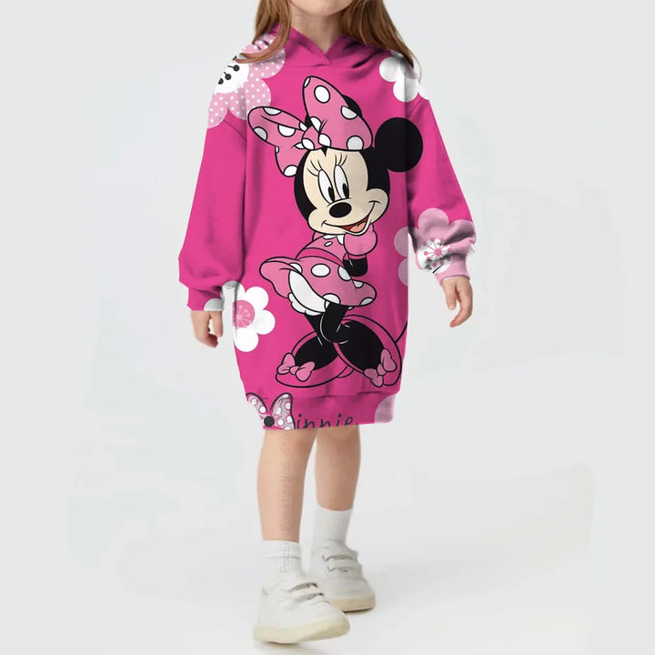 2024 Disney Mickey Mickey Mouse baby girl sweater autumn and winter girls hooded dress Christmas children's hoodie clothing