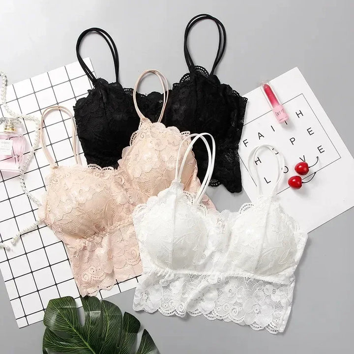 French Lace Bra Women's Thin Beautiful Back Bralette Sexy No Steel Ring Sling Strap Small Chest Gather Up Support Bra Underwear