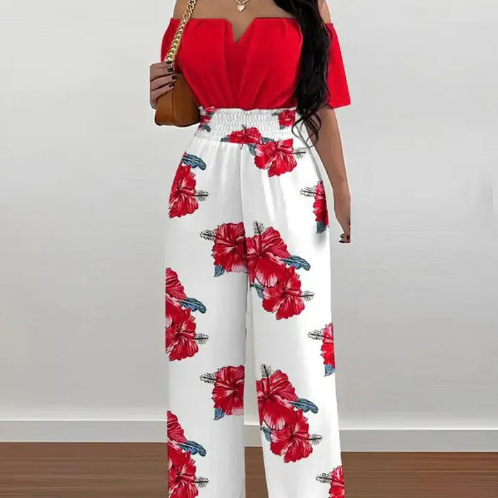 Summer Elegant Off Shoulder Women's Jumpsuit 2024 Fashion Trend Casual Short Sleeve Wide Leg Pants Jumpsuits for Women Overalls