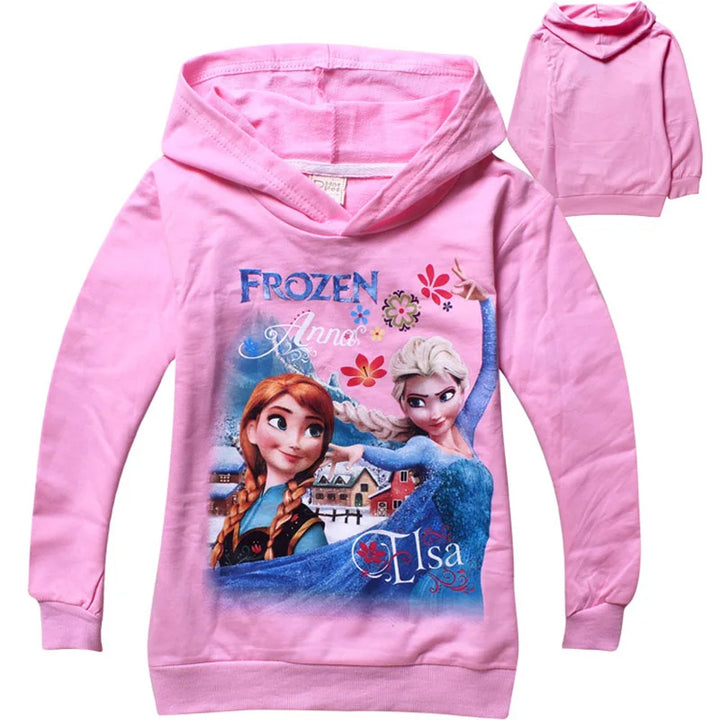 Frozen Girls Hoodies Sweatshirts Cotton 2024 Autumn Kids Clothes Cartoon Frozen Princess Children Hooded Clothing