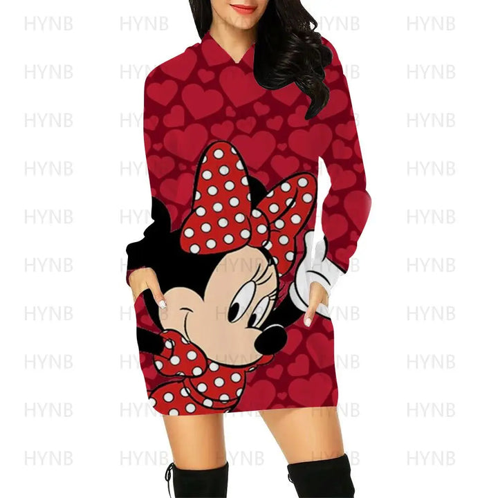 Sweater Dress Elegant Dresses for Women Long Sleeves Luxury Party Hoodie Disney Kawaii Mickey Women's 2024 Mini Minnie Mouse Y2k