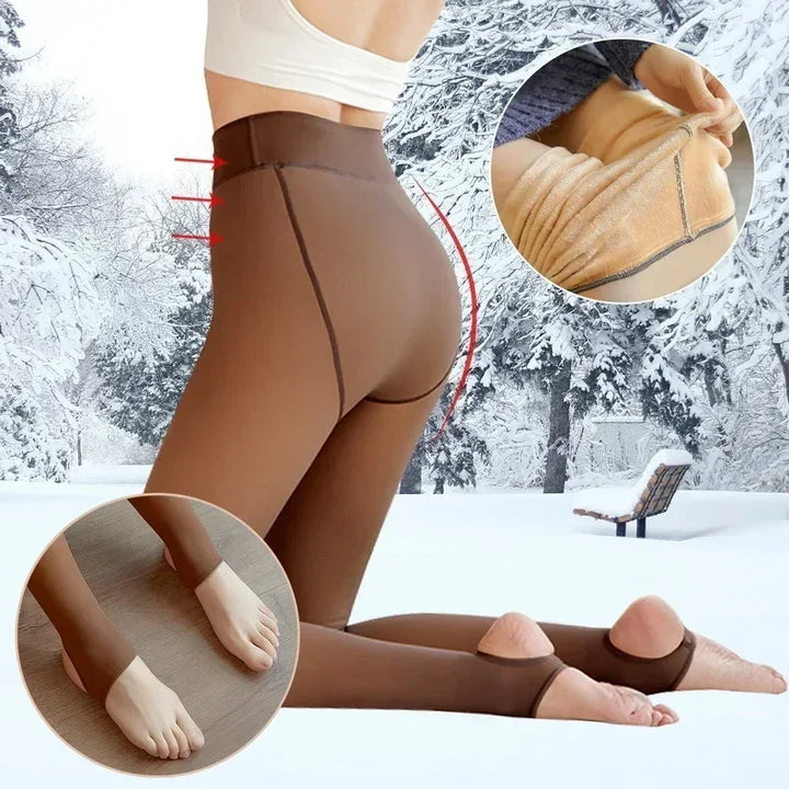 Thicken Thermal Tights Leggings Women Winter Fleece Velvet Thermo Stockings High Waist Elastic Slim Sexy Translucent Pantyhose