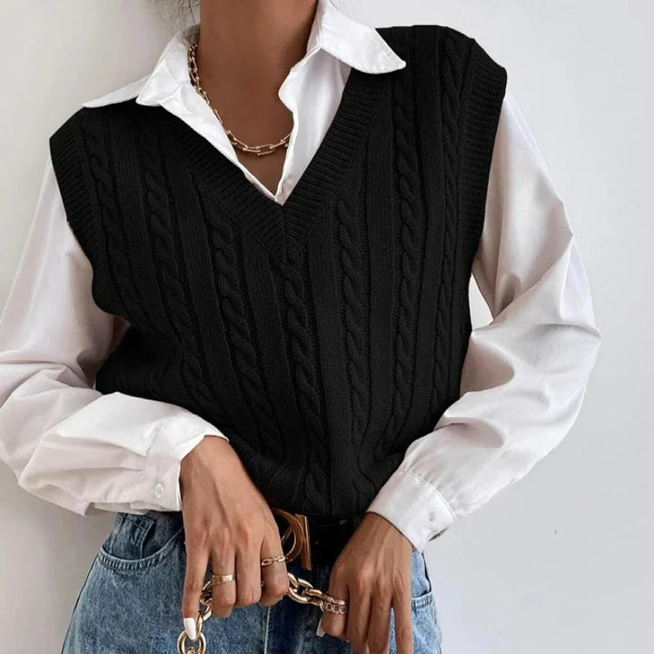 Autumn Winter Women Vest Sleeveless V-neck Knitted Sweater Crochet 2024 Casual Khaki Thick Pullovers Tanks Y2k Top Sweater Vest