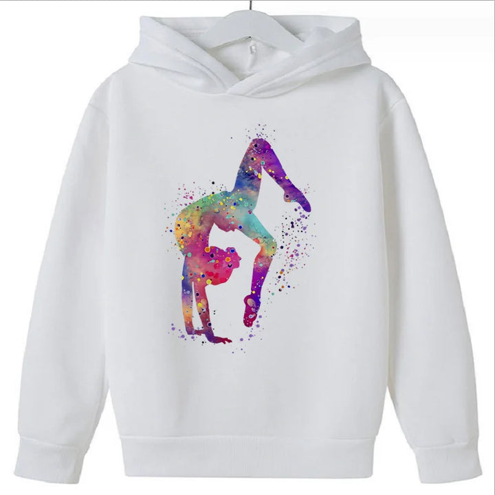 Hot Sale  Watercolor Gymnastics Girl Printed Hoodies for Teen Girls Kids Sweatshirt Winter Top Students  Clothes Sweater