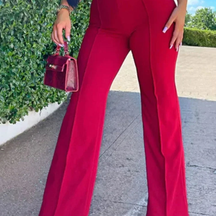 5 Colors Stylish Flare Pants Women Solid Long Drop Trousers Office Casual Female Slim Straight Bell Bottom Pants