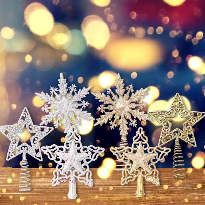 Christmas Tree Top Glitter Gold Silver Star Xmas Tree Snowflake Ornaments Christmas Decoration For Home 2024 Natal New Year 2025