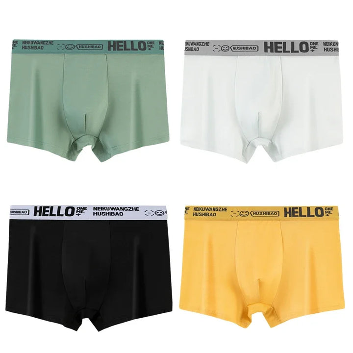 4pcs Men's Briefs Fashion Boxer Shorts Underwear Men's Panties Breathable Elastic Large Size Male Underpants