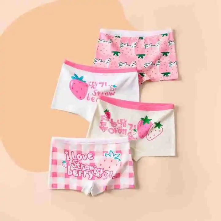 4PCS/Lot Girls Cotton Underwear Toddler Children High Waist Cartoons Boxers 1-9Years Kids Panties Teenagers Underpants