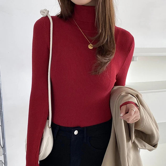 Women Fall Turtleneck Sweater Knitted Soft Pullovers Cashmere Jumpers Basic Soft Sweaters Female Basic Blouse New