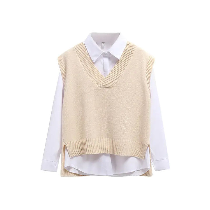 Women Sweater Vest Spring 2024 Autumn Women Short Loose Knitted Sweater Sleeveless V-Neck Pullover Tops Female Outerwear Pink