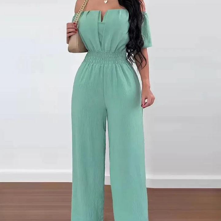 Summer Elegant Off Shoulder Women's Jumpsuit 2024 Fashion Trend Casual Short Sleeve Wide Leg Pants Jumpsuits for Women Overalls