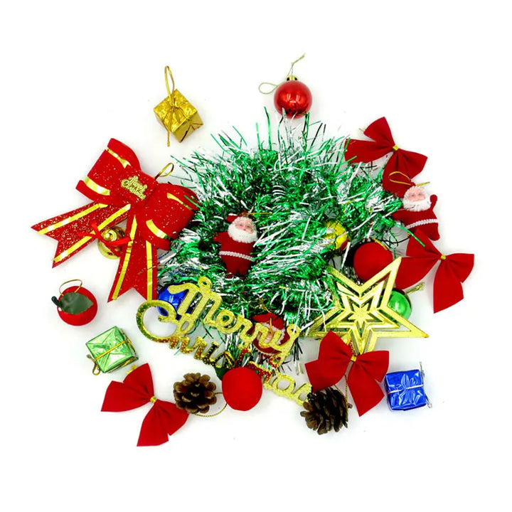 Christmas Tree Decoration Set Ornaments Accessories For Home 23pcs/Pack Include Dolls Apples Bowknot Ribbon Balls...