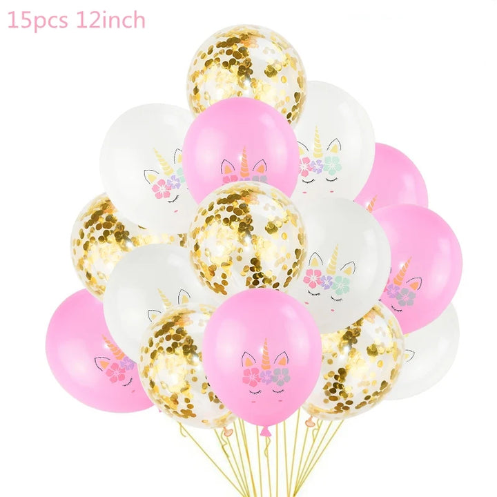 1 Set Unicorn Party Balloons Birthday Baloon Unicorn Decoration Latex Confetti Balloon Birthday Party Decoration Balloons Kids