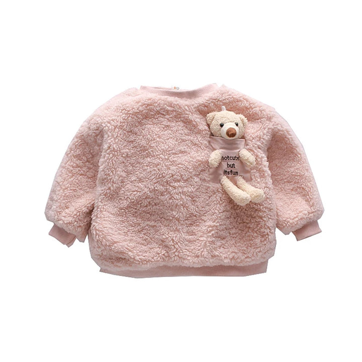 1 2 3 4 5 6 Year Baby Girls Sweatshirt Spring Autumn Warm Fleece Tops Cute Bear Pullover Children's Sweater Toddler Girl Clothes