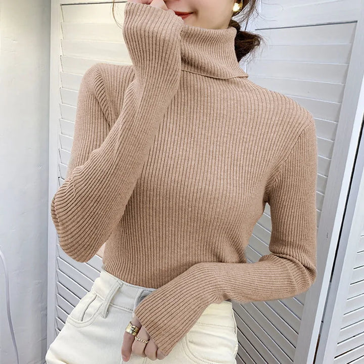 Women Fall Turtleneck Sweater Knitted Soft Pullovers Cashmere Jumpers Basic Soft Sweaters Female Basic Blouse New