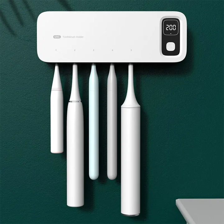 UV Toothbrush Sterilizer Rechargeable Fast Drying Wall-mounted Tooth Brush Holder With LED Display For Bathroom