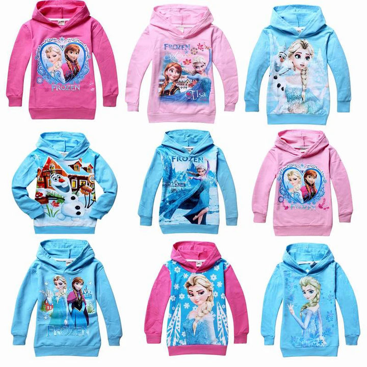 Frozen Girls Hoodies Sweatshirts Cotton 2024 Autumn Kids Clothes Cartoon Frozen Princess Children Hooded Clothing