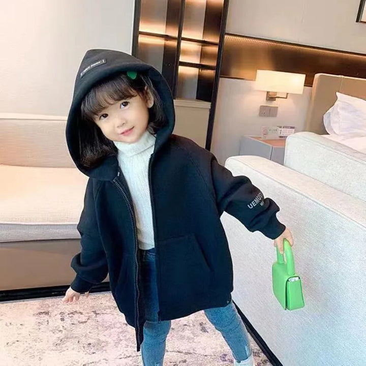 Kids Girls Sweater 2024 Autumn Winter New Fashionable And Versatile Childrens Letter Printing Long Sleeve Casual Hooded Top