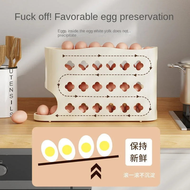 Rolling Egg Storage Box Refrigerator Side Door Egg Box Egg Holder Special Egg Organizing and Collecting Artifact