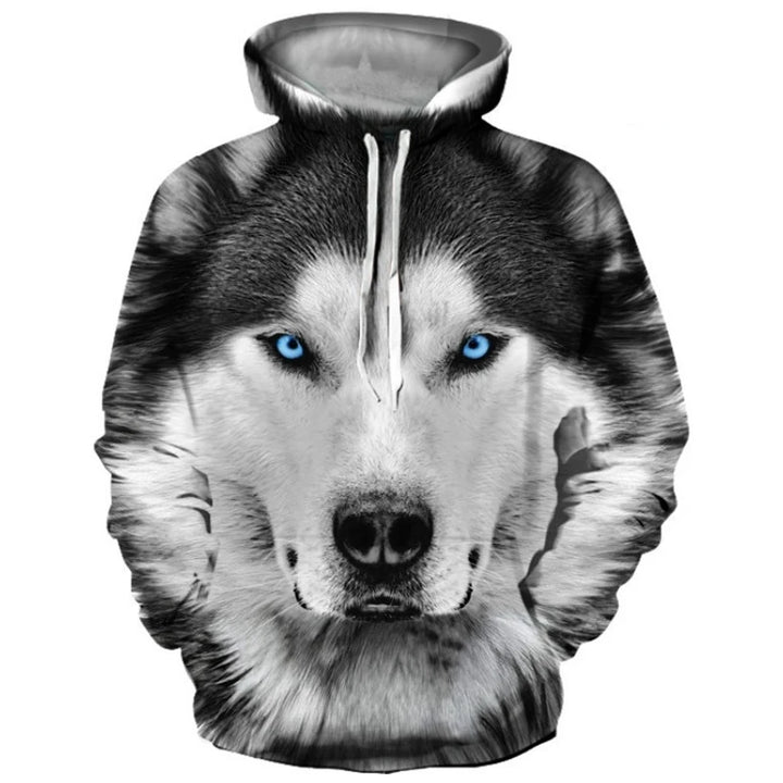 2024 Men's Hoodie Fashion Streetwear Hip Hop Long Sleeve Sweatshirt Jacket  3d Wolf Print Oversized