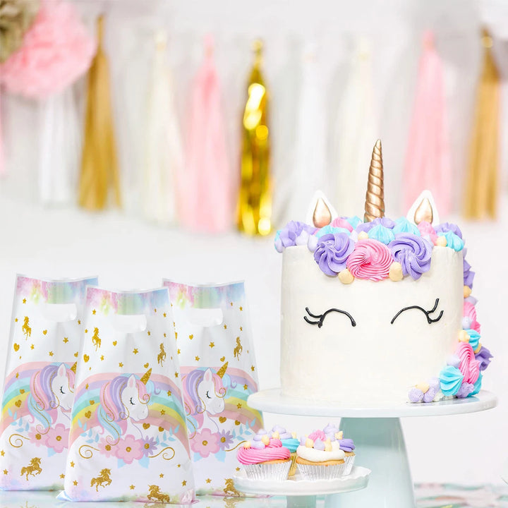 10/25/50pcs Handbag Candy Bags Unicorn Birthday Party Decor Kids Gift Packing Bag 1st Birthday Baby Shower Girl Party Supplies