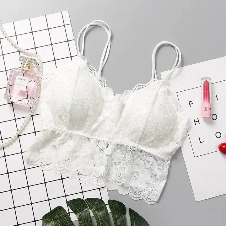 French Lace Bra Women's Thin Beautiful Back Bralette Sexy No Steel Ring Sling Strap Small Chest Gather Up Support Bra Underwear