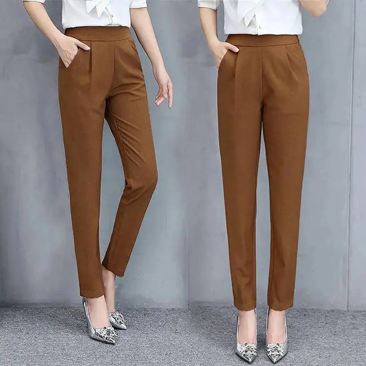 Classic Women's Pencil Pants Spring Basic Solid High Waist Straight Pant Female Casual Slim Ankle Length Trouser Pantalones