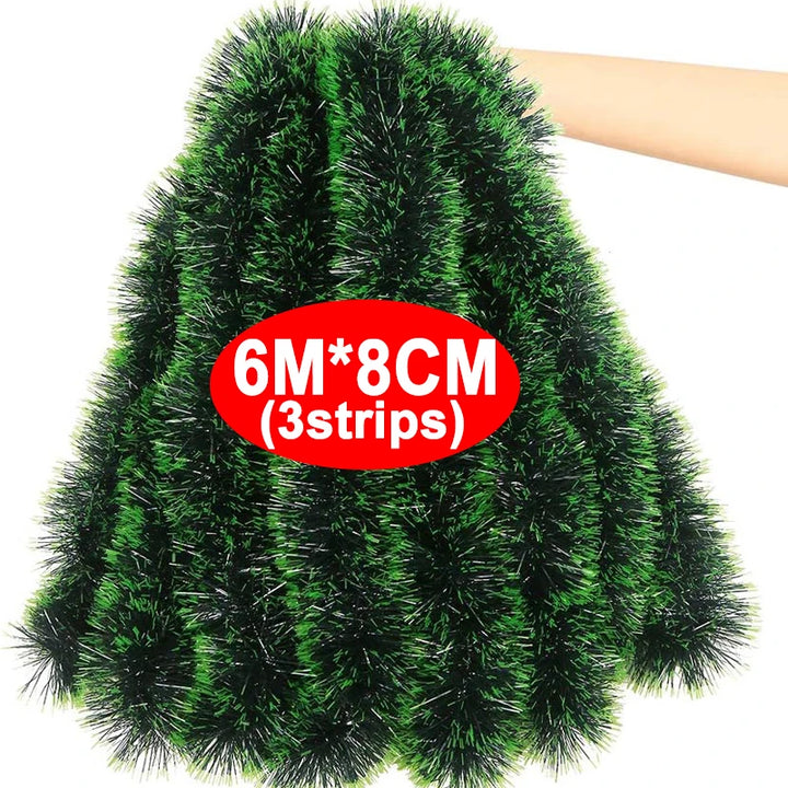 Christmas Tinsel Ribbons Green Cane Ribbon Garland Xmas Tree Hanging Pendent Ribbons Ornaments Home Party Decoration Supplies