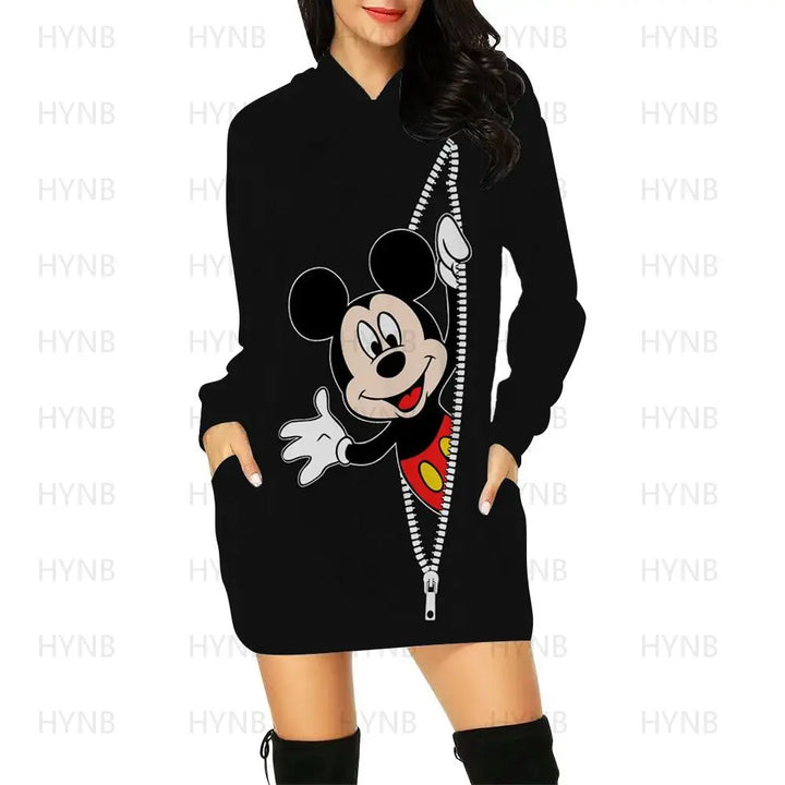 Sweater Dress Elegant Dresses for Women Long Sleeves Luxury Party Hoodie Disney Kawaii Mickey Women's 2024 Mini Minnie Mouse Y2k