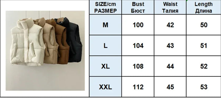 2024 Autumn Winter Vest Women Thick Warm Down Vest Harajuku Loose Jacket Casual Outerwear Short Waistcoat Windproof Vest Coats