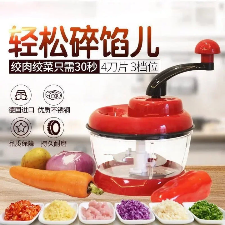 1pc Red Easoning Chili Garlic Slicer Manual Multifunctional Food Processor Vegetable Fruit Chop Up Machine