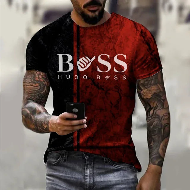 Men's round neck short sleeved T-shirt, 3D printed large casual sweater, fashionable trend, summer