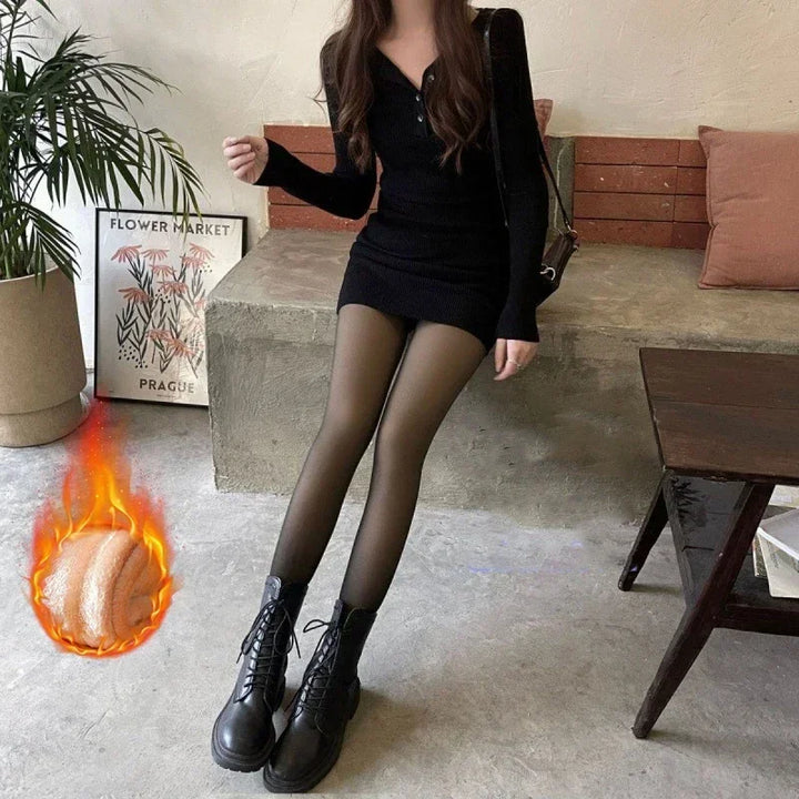 Thicken Thermal Tights Leggings Women Winter Fleece Velvet Thermo Stockings High Waist Elastic Slim Sexy Translucent Pantyhose