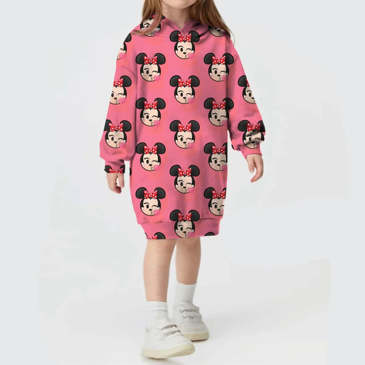 2024 Disney Mickey Mickey Mouse baby girl sweater autumn and winter girls hooded dress Christmas children's hoodie clothing