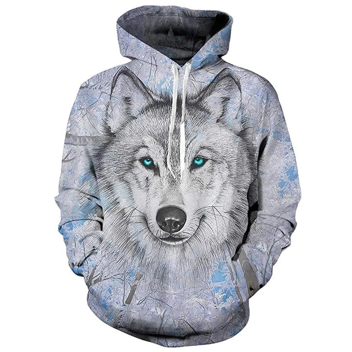 2024 Men's Hoodie Fashion Streetwear Hip Hop Long Sleeve Sweatshirt Jacket  3d Wolf Print Oversized