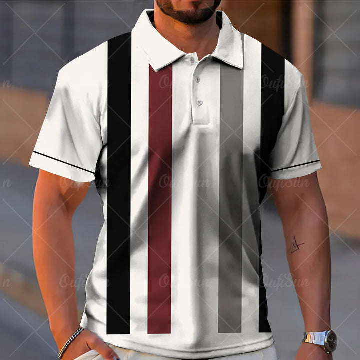 Fashion Polo Shirt For Men 3d Stripe T-Shirt Tops Summer Short Sleeve High Quality Polo Shirts Black Tees Casual Male Clothes XL