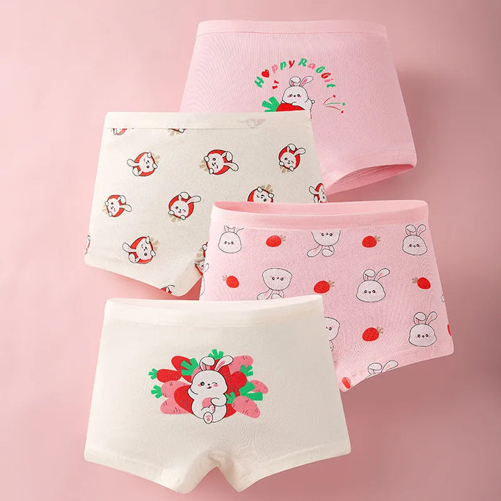 4Pcs Baby Girls Panties Cartoon Printing Pattern Underpants Kids Underwear Cotton Panties Toddler Children Underwear 3-8Years