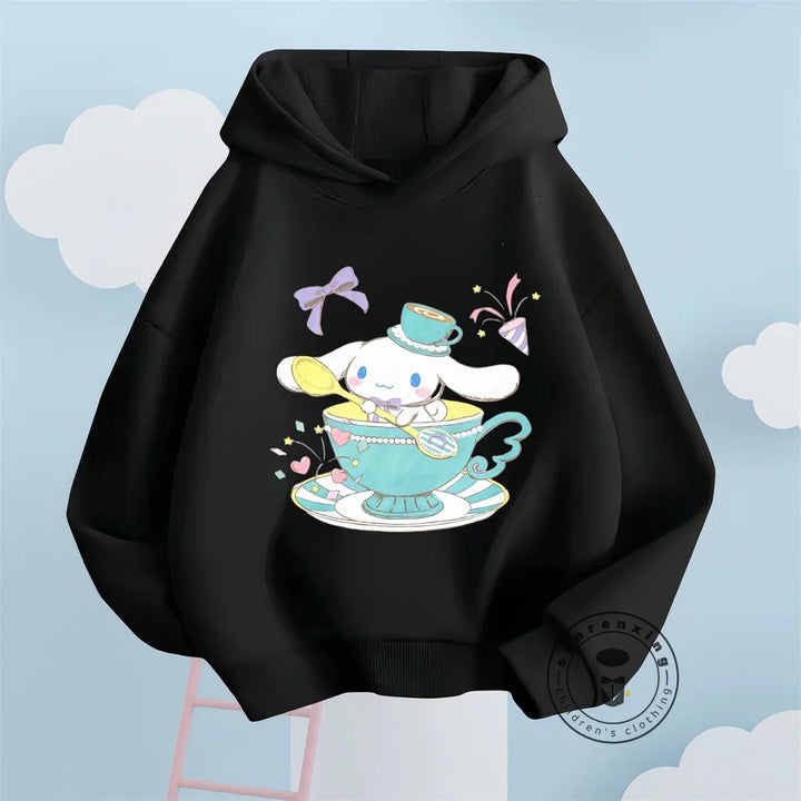 Kawaii Cinnamoroll Cartoon Sweatshirts for Boys Girls Featuring Soft Long Sleeves Anime Characters Ideal Autumn Winter Fashion