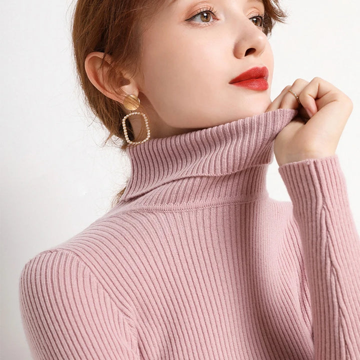 Women Fall Turtleneck Sweater Knitted Soft Pullovers Cashmere Jumpers Basic Soft Sweaters Female Basic Blouse New