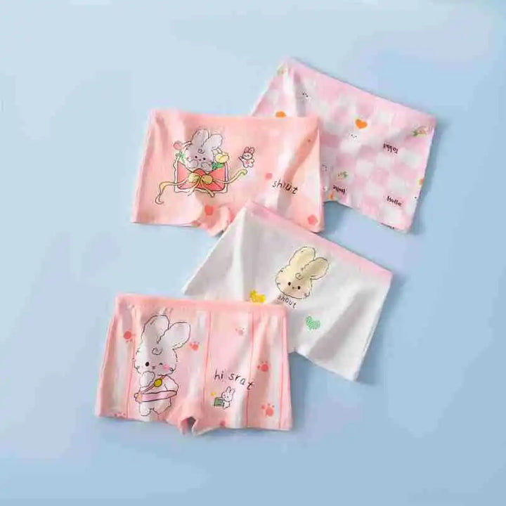 4PCS/Lot Girls Cotton Underwear Toddler Children High Waist Cartoons Boxers 1-9Years Kids Panties Teenagers Underpants