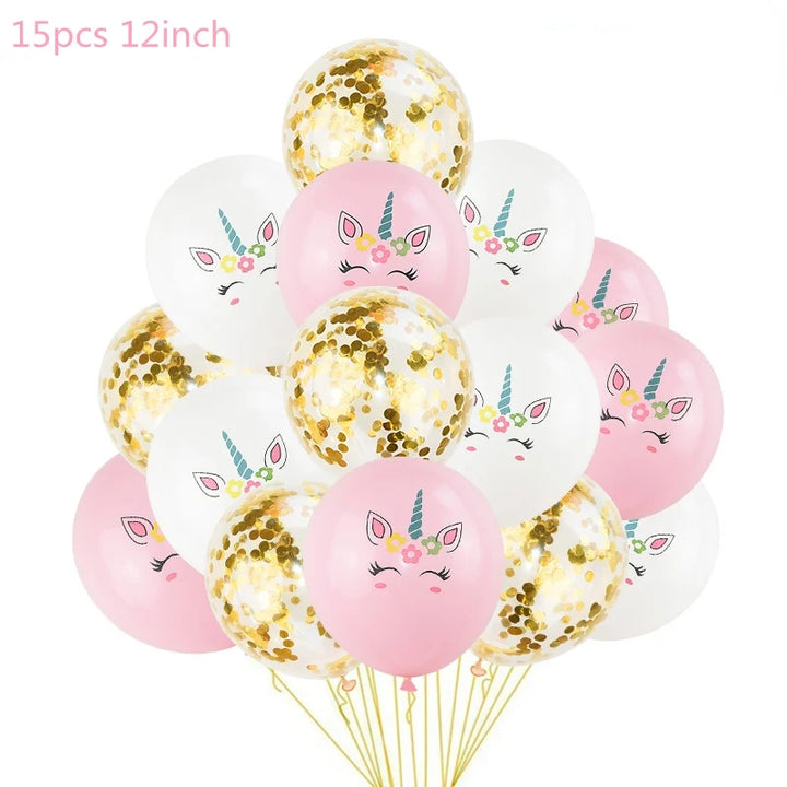 1 Set Unicorn Party Balloons Birthday Baloon Unicorn Decoration Latex Confetti Balloon Birthday Party Decoration Balloons Kids