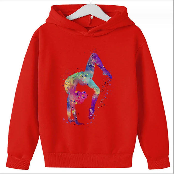 Hot Sale  Watercolor Gymnastics Girl Printed Hoodies for Teen Girls Kids Sweatshirt Winter Top Students  Clothes Sweater