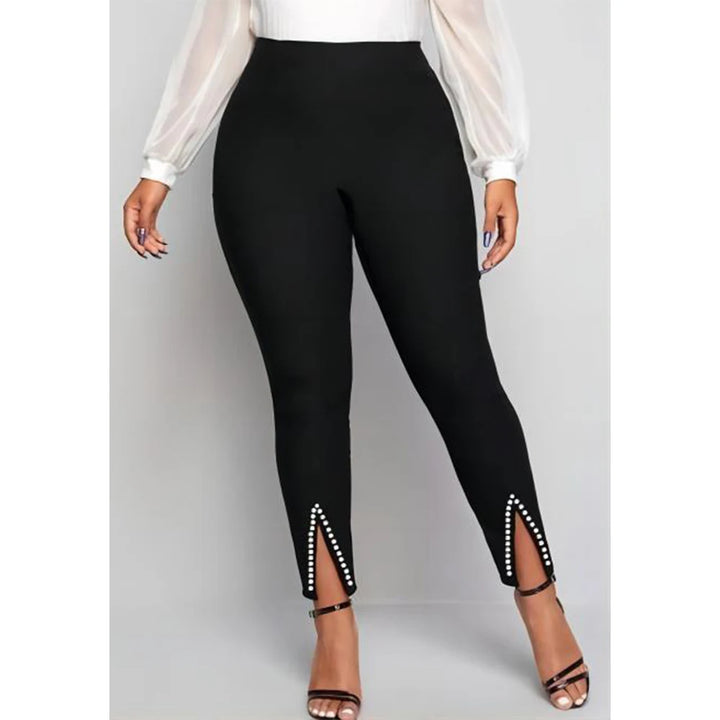 Women's Plus Size Slim Fit Pants High Waist Office Lady Casual Leggings Stretchy Skinny Female Trousers Formal Split Pants 2024