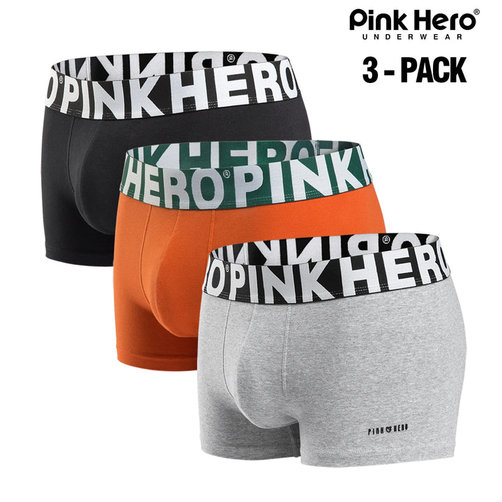 3 Pcs  PINKHERO  Underpants For Men,Including High Quality Comfy And Soft Cotton Underwear Boxer Briefs,Calzoncillos Hombre