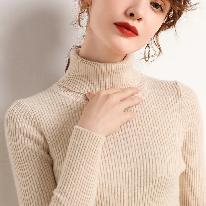 Women Fall Turtleneck Sweater Knitted Soft Pullovers Cashmere Jumpers Basic Soft Sweaters Female Basic Blouse New