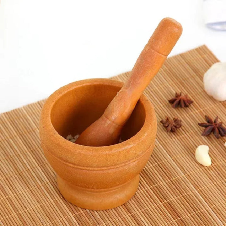 Manual Mashing Medicine Pot Household Grinder Pressing Garlic Mashed Garlic Mashing Pot Jujube Wood Pounding Garlic Stone Mortar